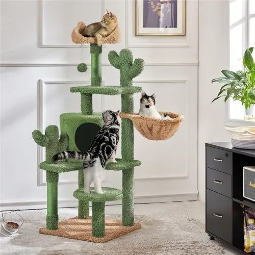 Arbre à Chat Cactus Multiniveau Tour Pour Chat En Peluche 135 Cm