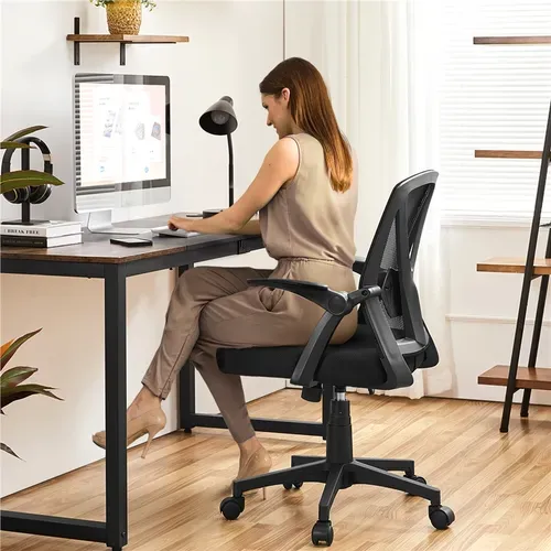 Chaise De Bureau Fauteuil De Bureau Hauteur Réglable à Roulettes Pivotantes Noir