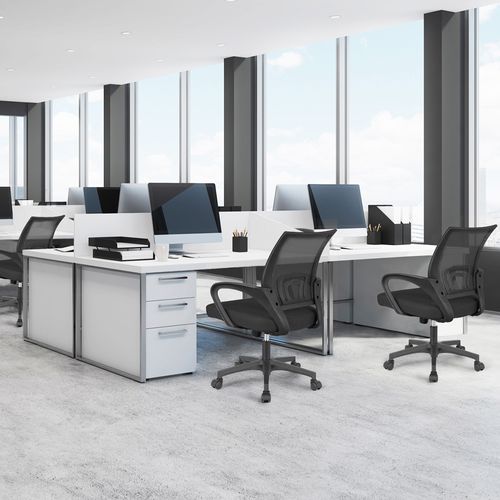 Lot De 2 Chaises Bureau à Roulettes Pivotante Maille Avec Grand Siège
