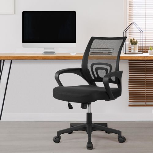 Lot De 2 Chaises Bureau à Roulettes Pivotante Maille Avec Grand Siège