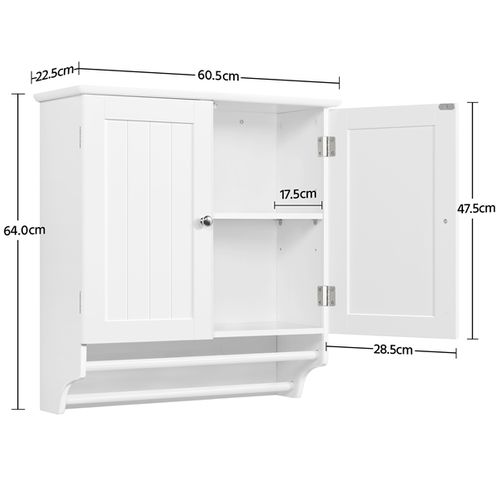 Armoire Murale De Salle De Bain En Bois, 60 X 22,5 X 64 Cm