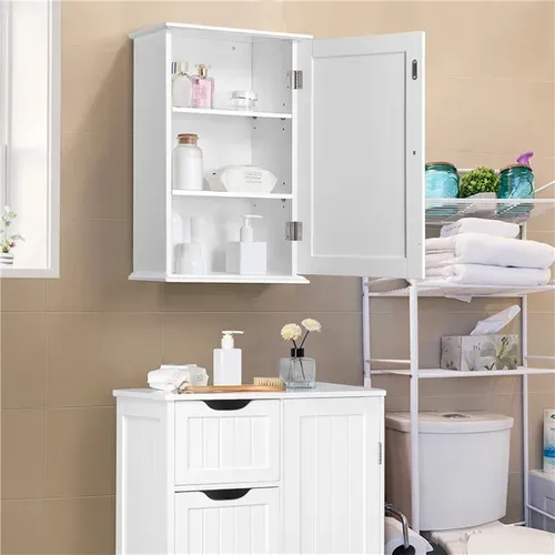 Meuble De Rangement Suspendu Salle De Bain, 35 X 20,7 X 55 Cm Blanc