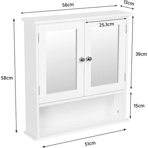 Armoire Murale De Salle De Bain 2 Portes Et Miroirs