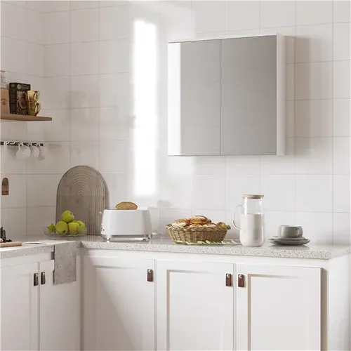 Armoire Murale Salle De Bain Avec 2 Portes Miroirs