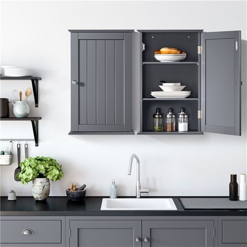 Meuble De Rangement Suspendu Salle De Bain, 35 X 20,7 X 55 Cm Gris Foncé