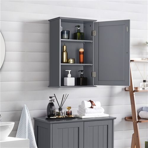 Meuble De Rangement Suspendu Salle De Bain, 35 X 20,7 X 55 Cm Gris Foncé