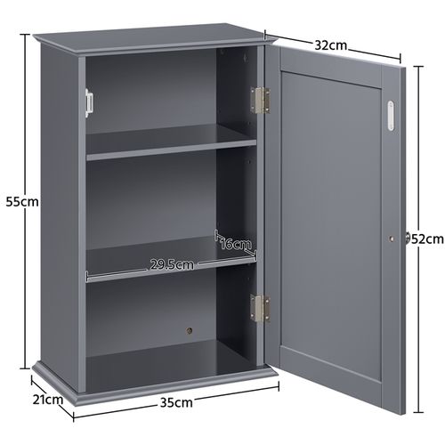 Meuble De Rangement Suspendu Salle De Bain, 35 X 20,7 X 55 Cm Gris Foncé