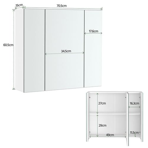 Armoire Murale Salle De Bain Avec 3 Portes 3 Miroirs