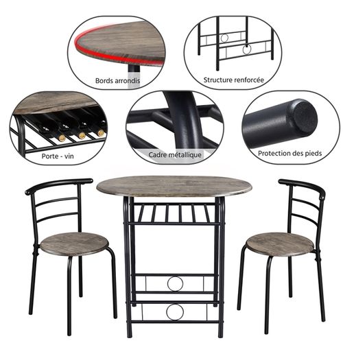 Ensemble De Table à Manger Avec 2 Chaises Brun