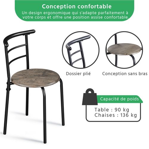 Ensemble De Table à Manger Avec 2 Chaises Brun