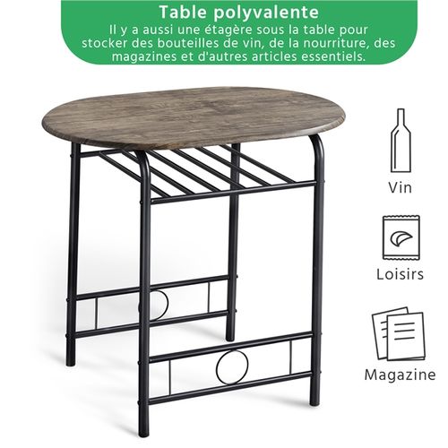 Ensemble De Table à Manger Avec 2 Chaises Brun
