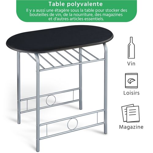 Ensemble Table à Manger Ronde Avec 2 Chaises Noir
