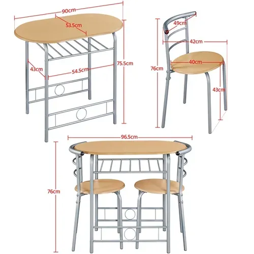 Ensemble Table à Manger Ronde Avec 2 Chaises
