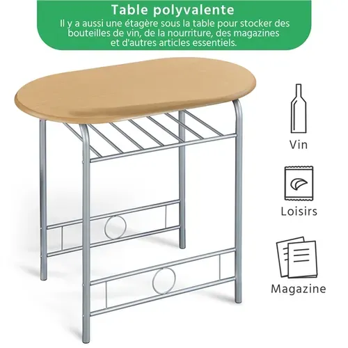 Ensemble Table à Manger Ronde Avec 2 Chaises