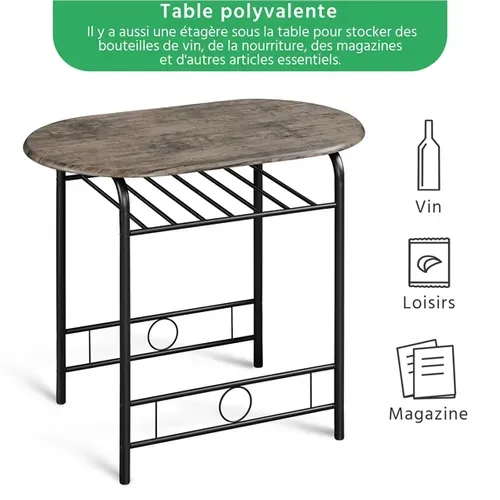 Ensemble Table à Manger Ronde Avec 2 Chaises Brun