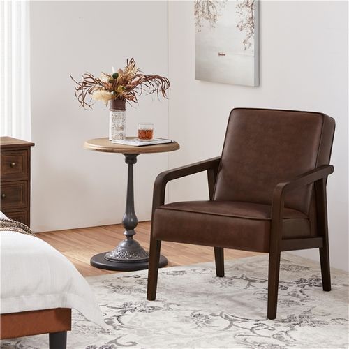 Fauteuil Salon Confortable Cadre Métal Fauteuils Et Chaises Brun Foncé