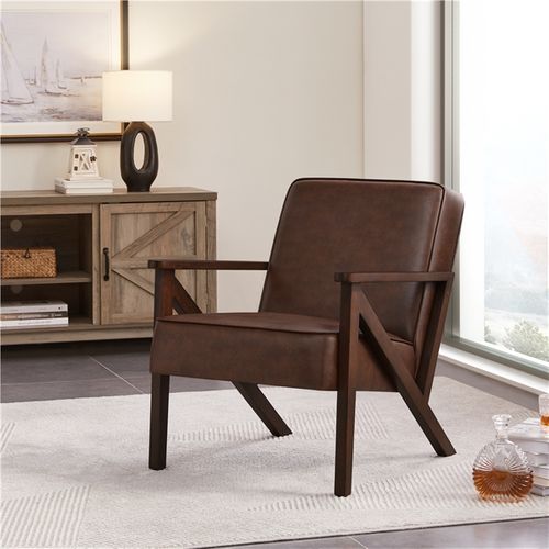 Fauteuil Chaise Confortable Pour Salon Chambre Salle De Séjour Bureau Brun Foncé