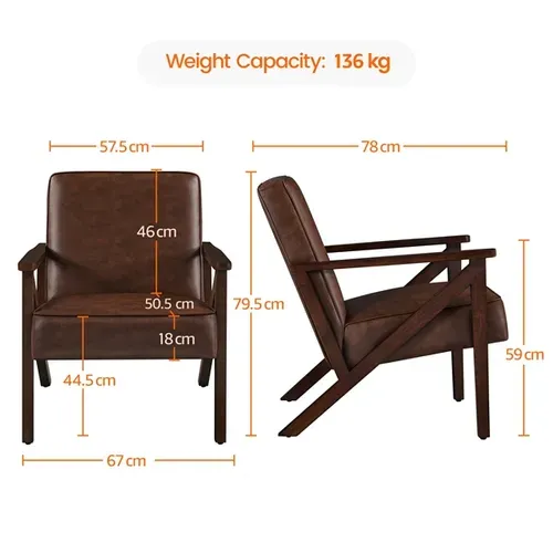 Fauteuil Chaise Confortable Pour Salon Chambre Salle De Séjour Bureau Brun Foncé