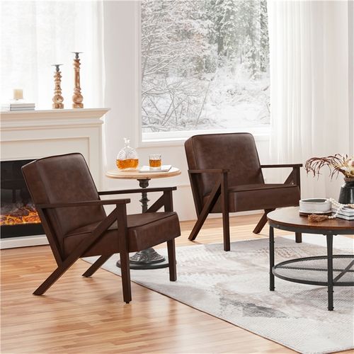 Fauteuil Chaise Confortable Pour Salon Chambre Salle De Séjour Bureau Brun Foncé