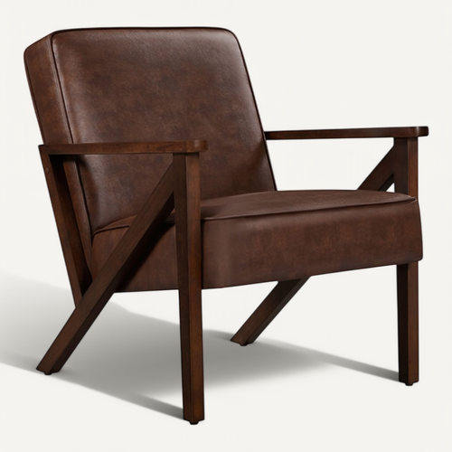 Fauteuil Chaise Confortable Pour Salon Chambre Salle De Séjour Bureau Brun Foncé
