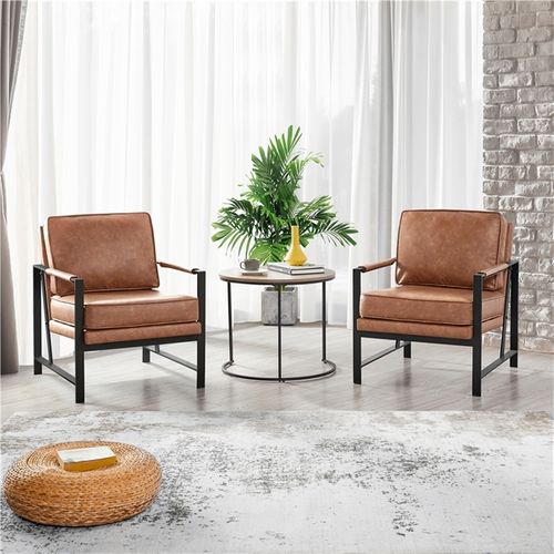 Fauteuil De Salon Confortable Pour Salon Chambre Salle De Séjour Bureau Brun Clair
