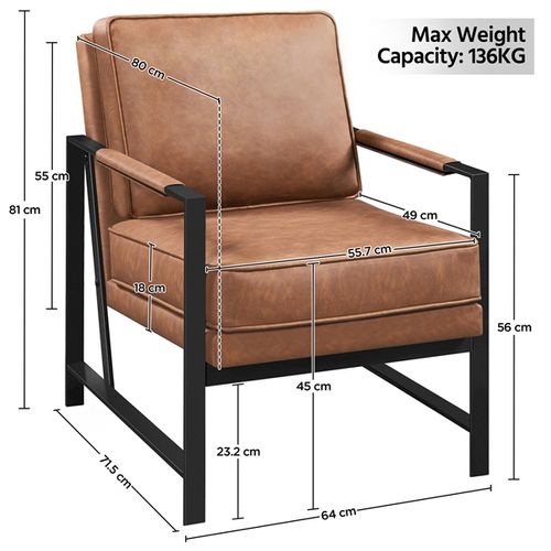 Fauteuil De Salon Confortable Pour Salon Chambre Salle De Séjour Bureau Brun Clair