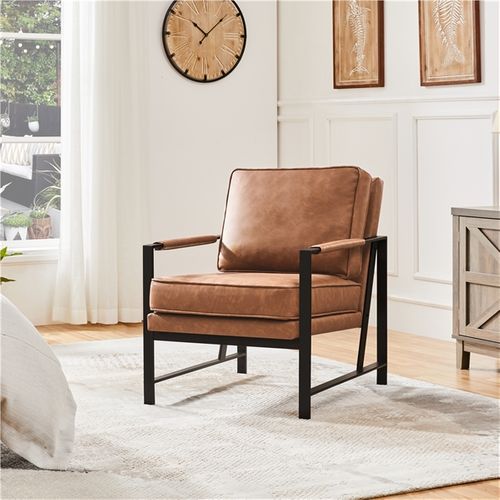 Fauteuil De Salon Confortable Pour Salon Chambre Salle De Séjour Bureau Brun Clair