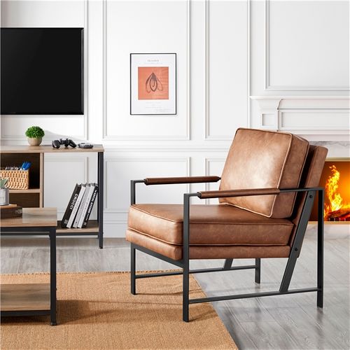 Fauteuil De Salon Confortable Pour Salon Chambre Salle De Séjour Bureau Brun Clair