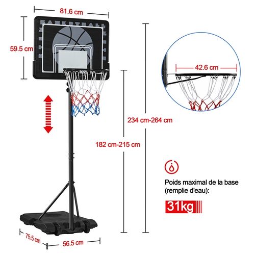 Panier De Basket Extérieur Sur Pied à Roulettes Avec Base De Lestage