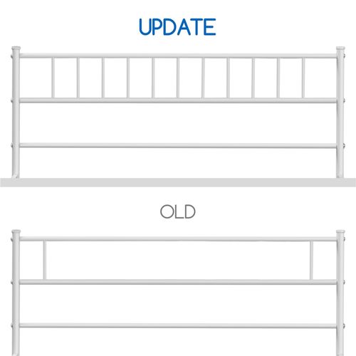 Cadre De Lit Double 160×200 Cm Avec Sommier à Lattes Surface De Couchage, Queen Size Blanc