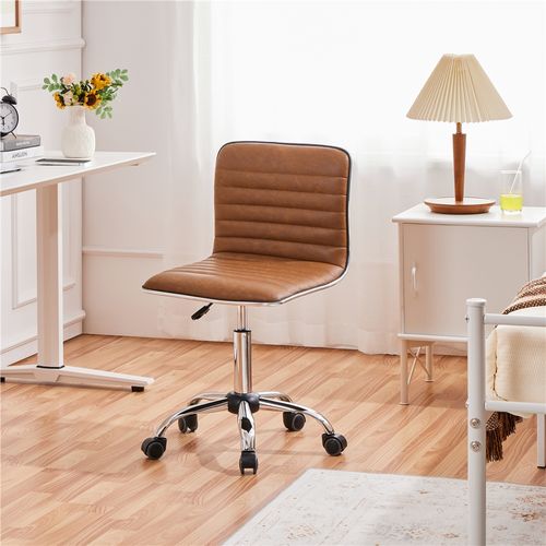 Chaise De Bureau Moderne En Similicuir Sans Accoudoirs, Brun Rustique