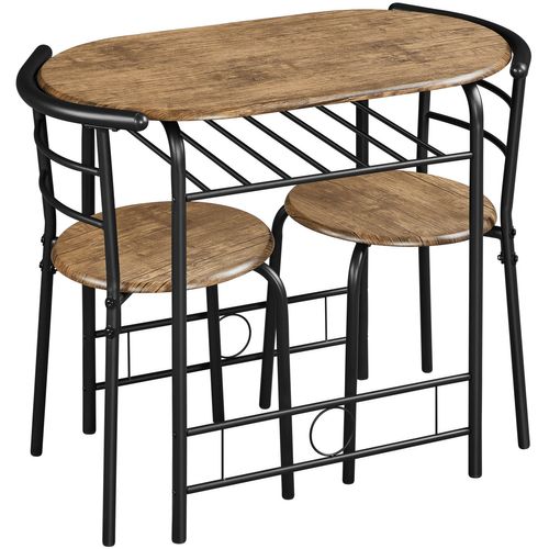 Ensemble Table De Salle à Manger Avec 2 Chaises En Bois Mdf 90×53×75,5 Cm Brun Clair