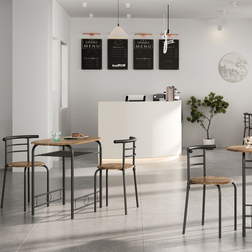Ensemble Table De Salle à Manger Avec 2 Chaises En Bois Mdf 90×53×75,5 Cm Brun Clair