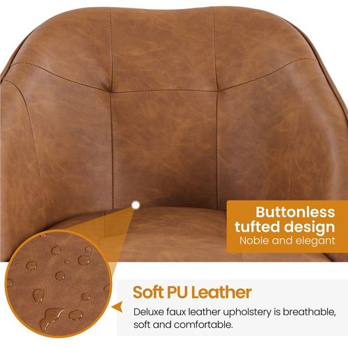 Chaise De Bureau En Tissu Bouclette Avec Roulettes Et Hauteur D'assise Réglable, Brun Rustique
