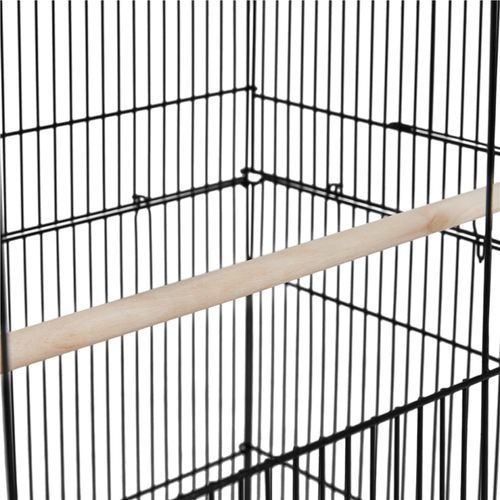 Grande Cage Pour Oiseau Sur Pied Avec Roulettes Et 2 Étagères Avec Support, Noir