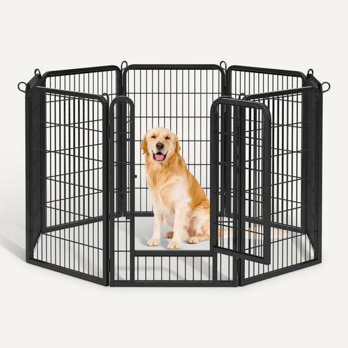 Parc Pour Chien En 8 Panneaux Enclos Pour Chien En Métal Avec Porte, 100 Cm De Haut Noir