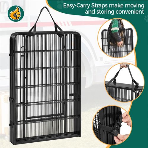 Parc Pour Chien En 8 Panneaux Enclos Pour Chien En Métal Avec Porte, 100 Cm De Haut Noir