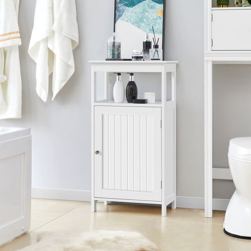 Armoire Salle De Bain Meuble Rangement Toilette Avec Porte Salon Chambre Blanc 45 × 30 × 83,5 Cm