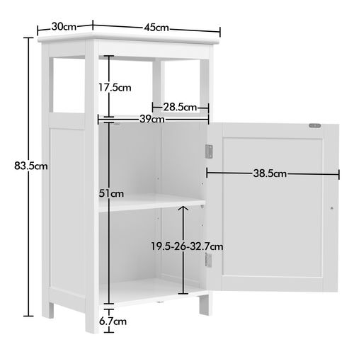 Armoire Salle De Bain Meuble Rangement Toilette Avec Porte Salon Chambre Blanc 45 × 30 × 83,5 Cm