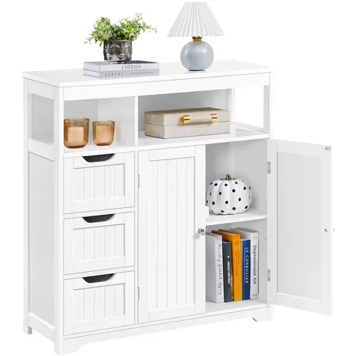 Armoire Meuble Rangement Salle De Bain Cuisine Toilette Chambre En Bois 80,5 × 30 × 86,5 Cm, Blanc