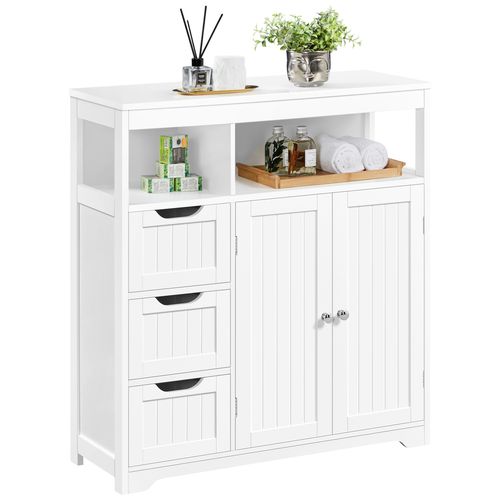 Armoire Meuble Rangement Salle De Bain Cuisine Toilette Chambre En Bois 80,5 × 30 × 86,5 Cm, Blanc