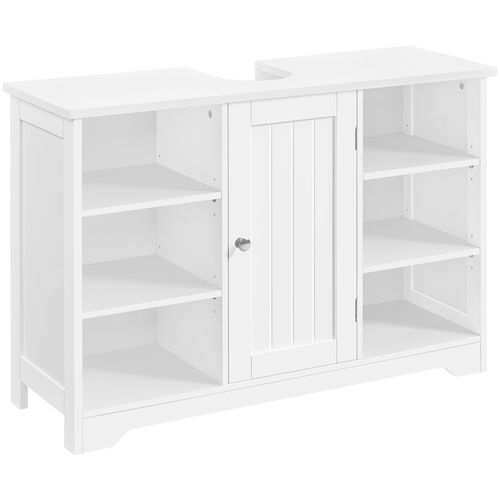 Meuble Sous Lavabo Avec Placard Casiers Et Étagères Réglables En Hauteur, Blanc