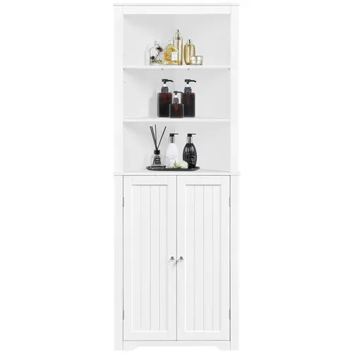 Meuble Colonne De Rangement D'angle Salle De Bain Placard Tablettes Réglables 60 X 31,5 X 163 Cm