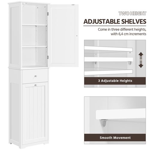 Colonne Salle De Bain Armoire Panier à Linge Placard De Rangement Toilette Blanc