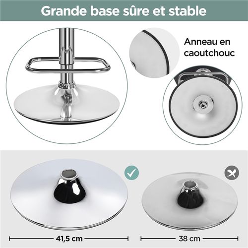 Lot De 2 Chaises De Bar Design Capitonné En Similicuir Avec Assise Réglable En Hauteur, Gris