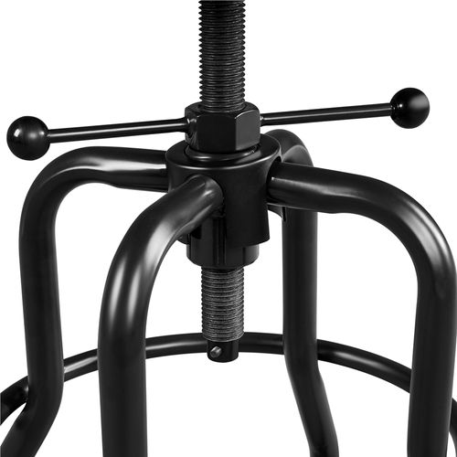 Tabouret De Bar Industriel En Similicuir Réglable En Hauteur Avec Deux Repose-pieds, Noir
