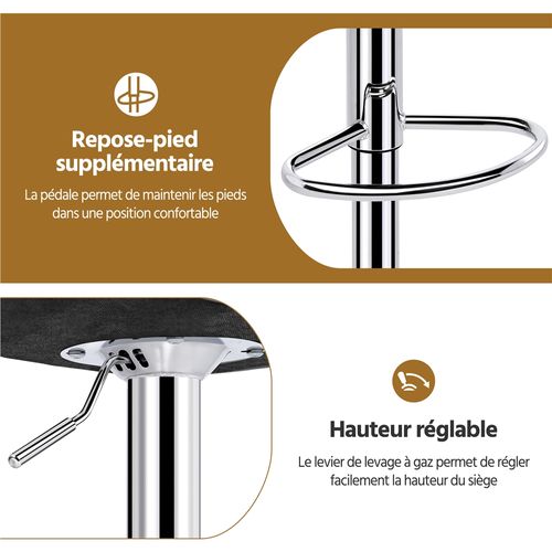 Lot De 2 Chaises De Bar Modernes Tabourets De Bar En Similicuir Réglables En Hauteur, Gris Clair