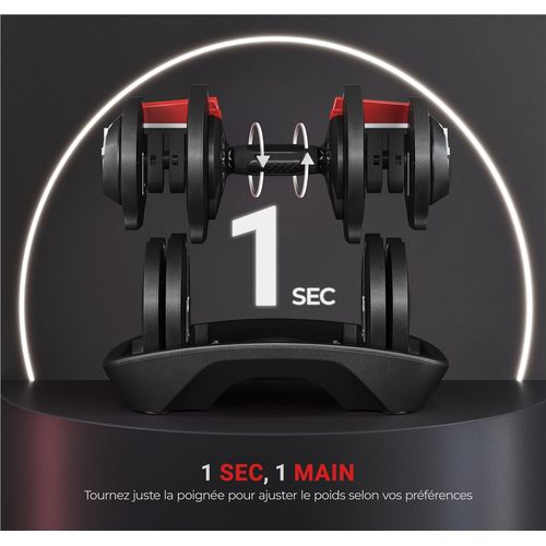 Haltère Réglable De Musculation Compact 12 Réglages En 1 Haltère Pour Entraînement Fitness, Noir