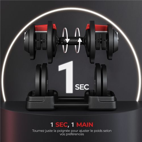 Haltère Réglable 3 En 1, Barre D'haltère Modulable Avec 12 Poids De 1,5 Kg à 18 Kg, Noir
