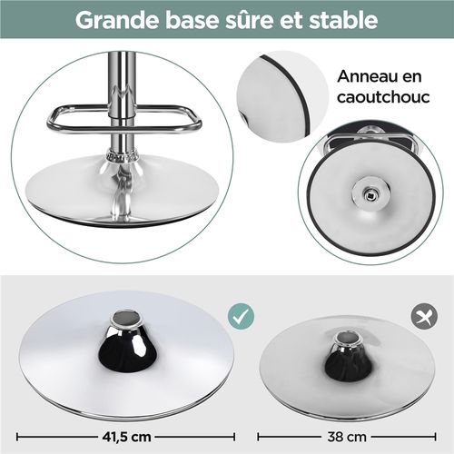 Lot De 2 Tabourets Chaises De Bar Design Capitonné En Similicuir Assise Réglable En Hauteur, Blanc